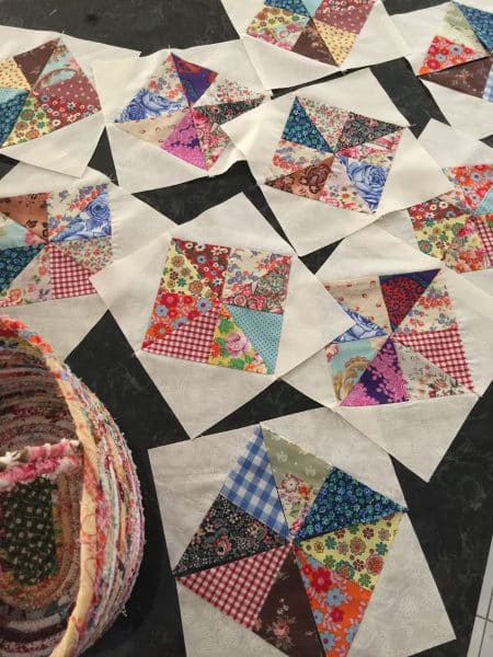 Scrappy Pinwheel in a Square - Part 2 susies-scraps.com