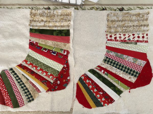 Quilted Christmas Scrappy String Stockings  susies-scraps.com