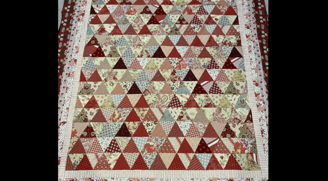 Scrappy Thousand Pyramids Quilt and Lessons in Pyramids susies-scraps.com