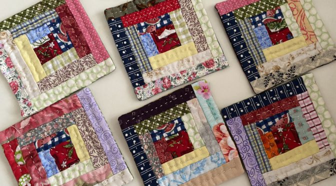 Crazy Little Log Cabin Coasters susies-scraps.com