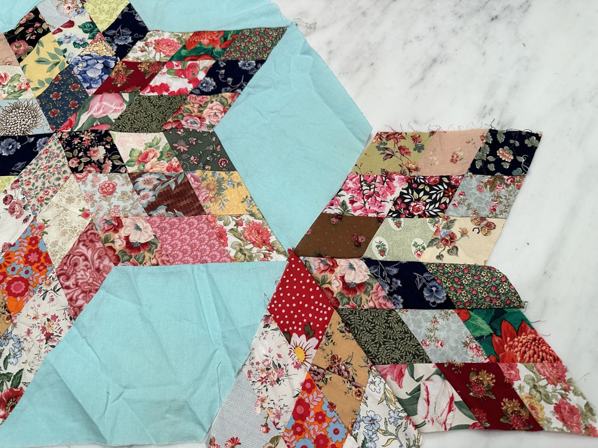 Scrappy Diamonds Kaleidoscope Beauty Star Medallion Quilt - Part 2 susies-scraps.com