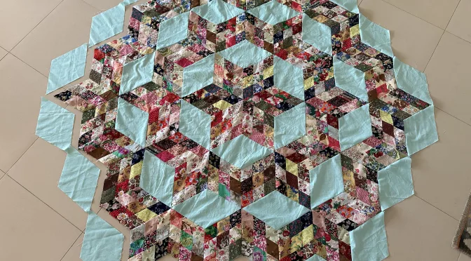 Scrappy Diamonds Kaleidoscope Beauty Star Medallion Quilt - Part 3 susies-scraps.com