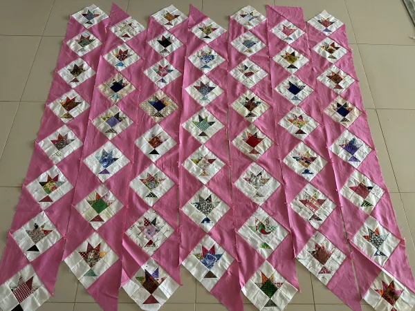 Pink Strippy Baskets Quilt Antique Inspired Part 2 susies-scraps.com