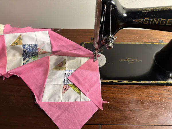 Pink Strippy Baskets Quilt Antique Inspired Part 2 susies-scraps.com