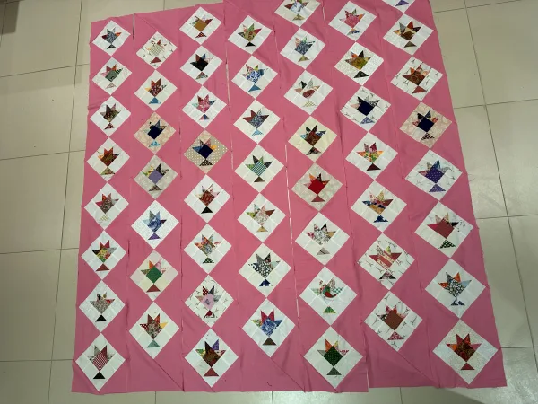 Pink Strippy Baskets Quilt Antique Inspired Part 2 susies-scraps.com