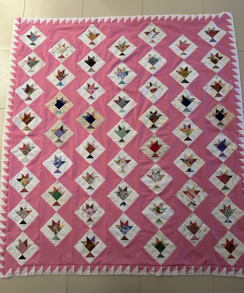 Pink Streak of Lightening Baskets Quilt and Pattern - Antique Inspired - Part 3 susies-scraps.com