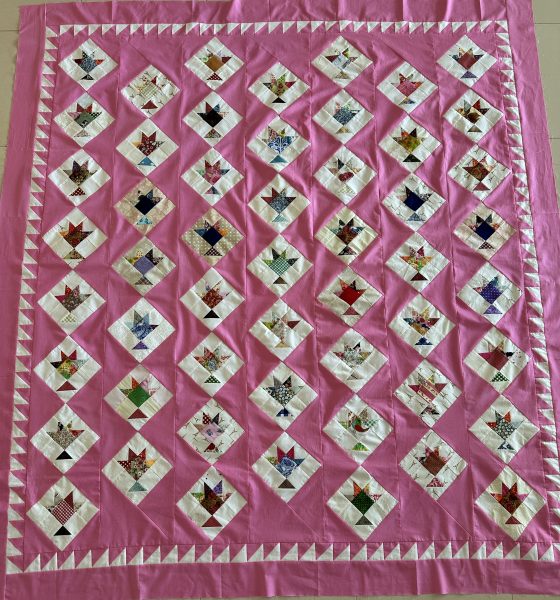 Pink Streak of Lightening Baskets Quilt and Pattern - Antique Inspired - Part 3 susies-scraps.com